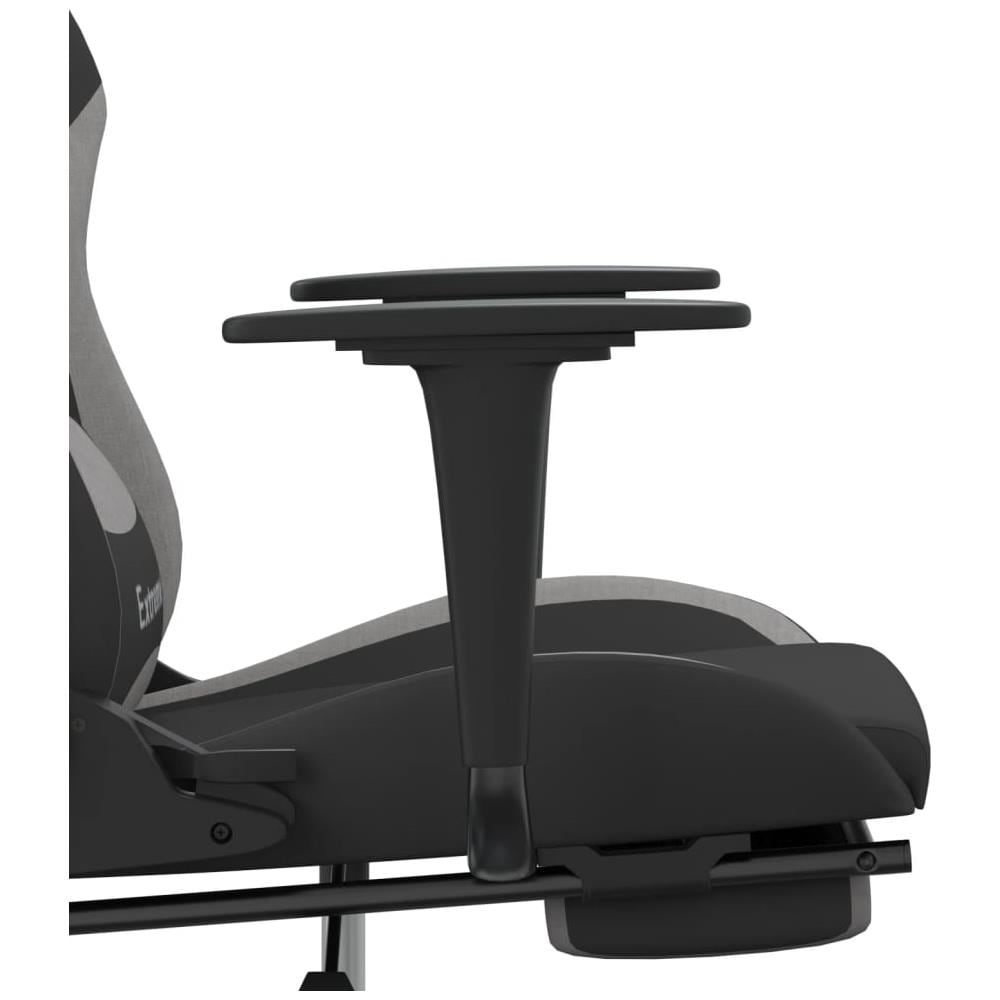 Sedia Da Gaming Con Poggiapiedi Nero E Grigio Chiaro In Tessuto - Foto 10