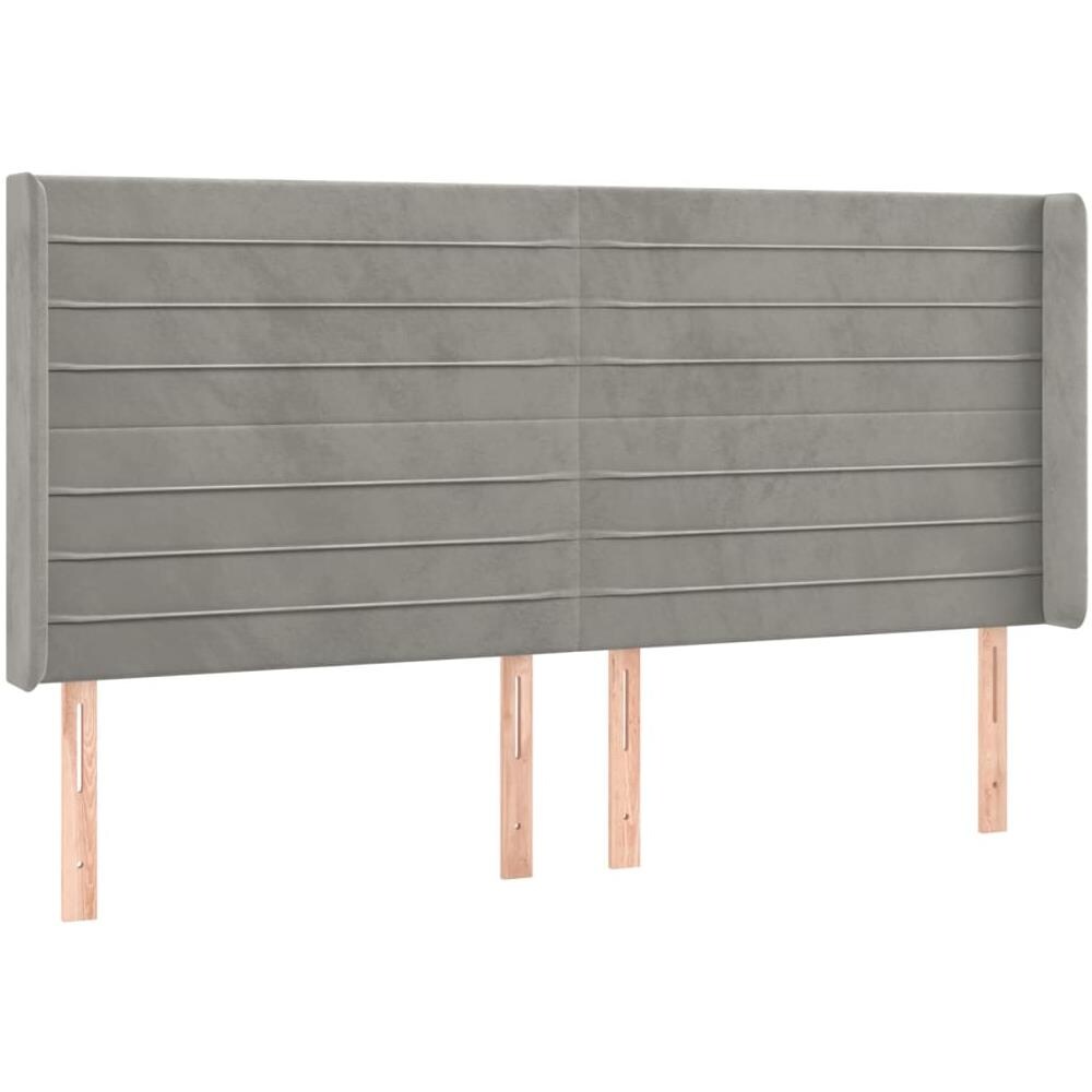 Testiera Ad Orecchio Grigio Chiaro 183x16x118/128 Cm In Velluto - Foto 2