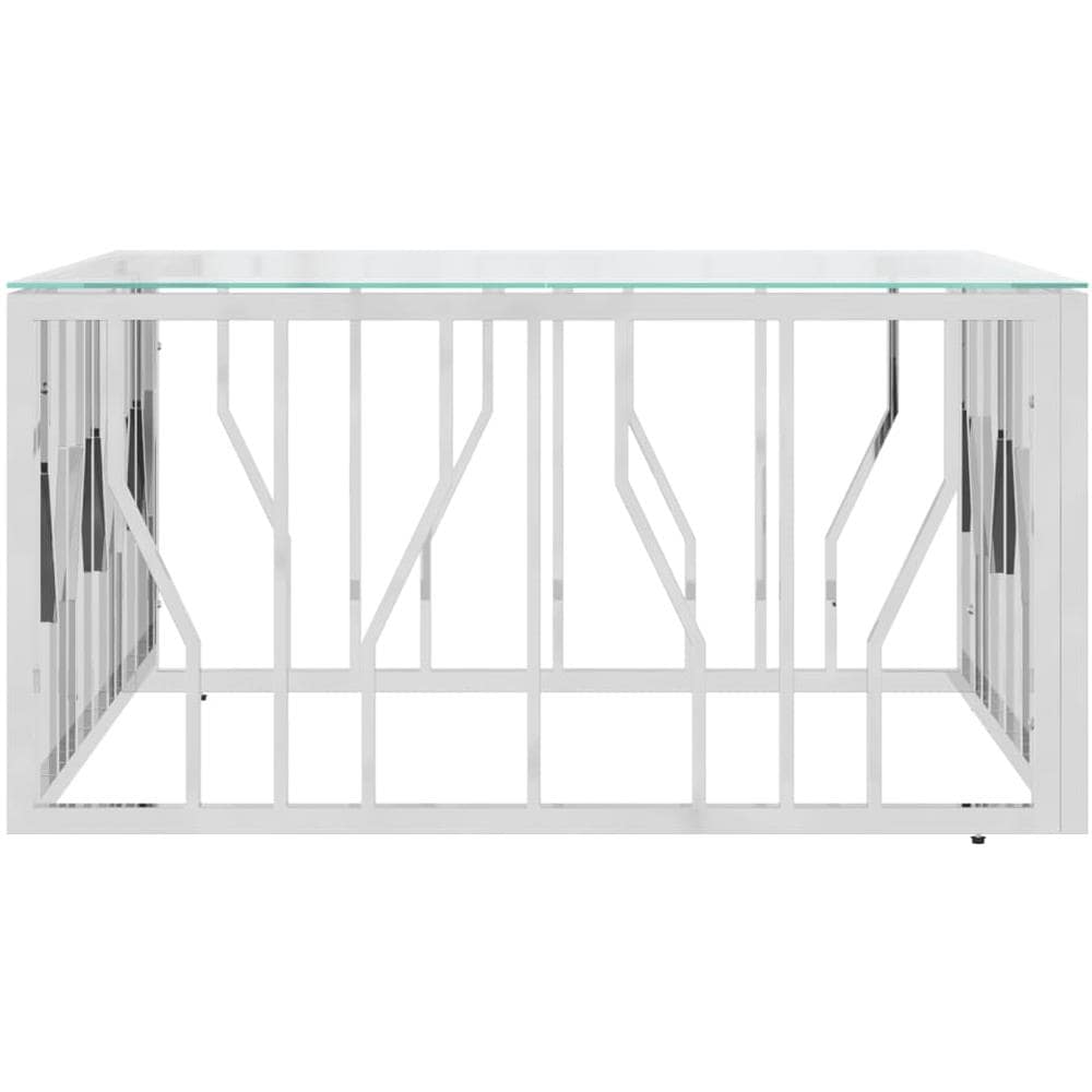 Tavolino Da Salotto 80x80x40 Cm In Acciaio Inox E Vetro - Foto 3