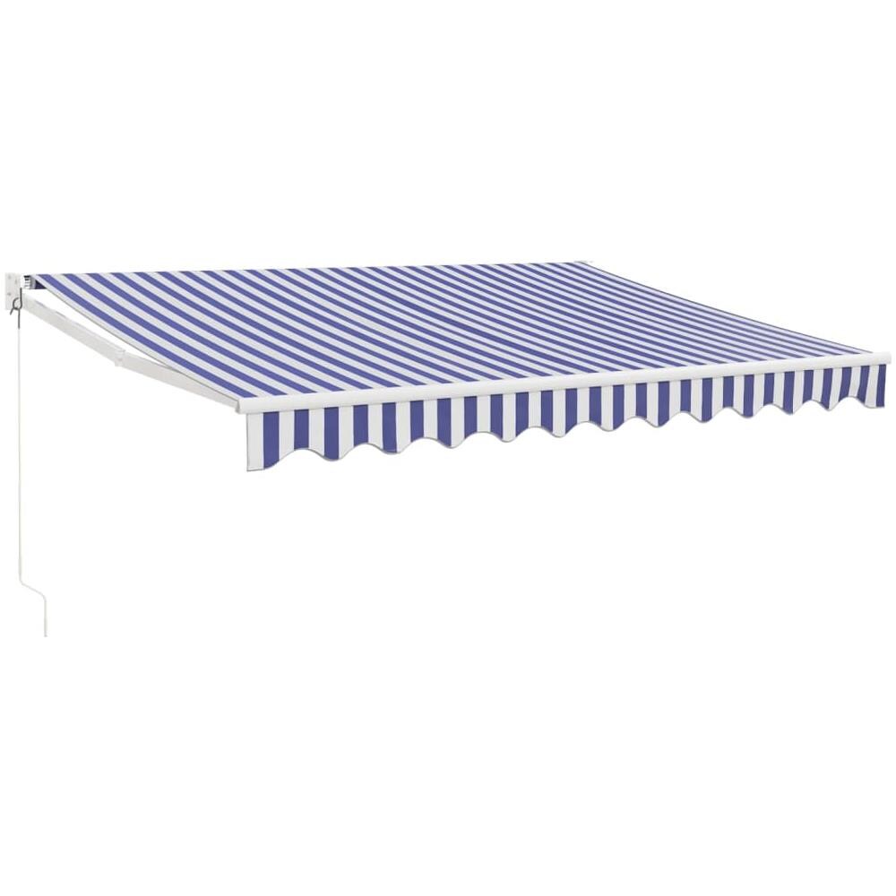 Tenda Sole Retrattile Blu E Bianca 3x2,5 M Tessuto E Alluminio - Foto 1