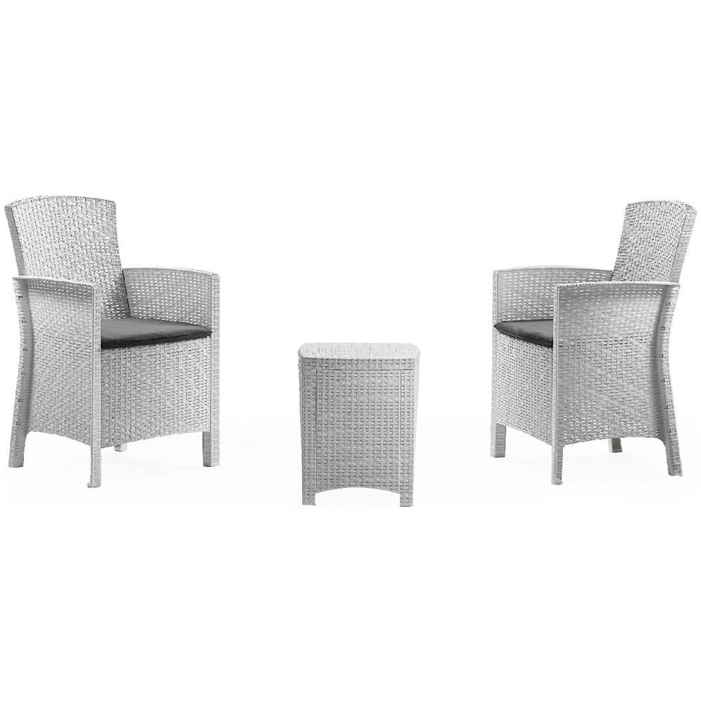 Set Salotto Da Esterno Jupiter, Set Da Giardino Con Cuscini, Salottino Indoor E Outdoor Effetto Rattan, 100% Made In Italy, Bianco - Foto 2