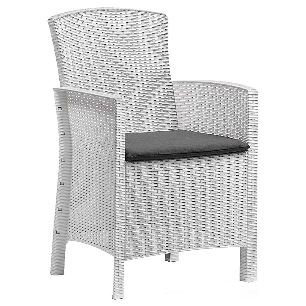 Set Salotto Da Esterno Jupiter, Set Da Giardino Con Cuscini, Salottino Indoor E Outdoor Effetto Rattan, 100% Made In Italy, Bianco - Foto 4