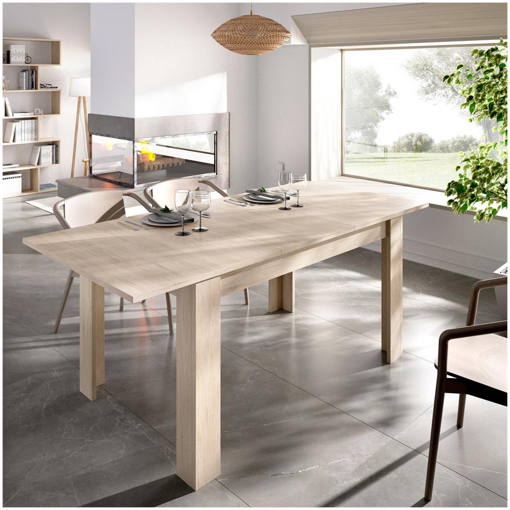 Tavolo Allungabile Caladora, Consolle Estensibile Multiposizione, Tavolo Da Pranzo Con Allunga, 140/190x90h77 Cm, Rovere - Foto 4