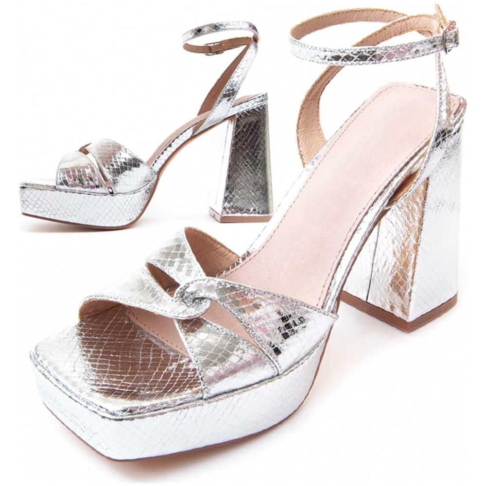 Montevita Sandalo Con Tacco Fiamma12 Argento - Foto 1