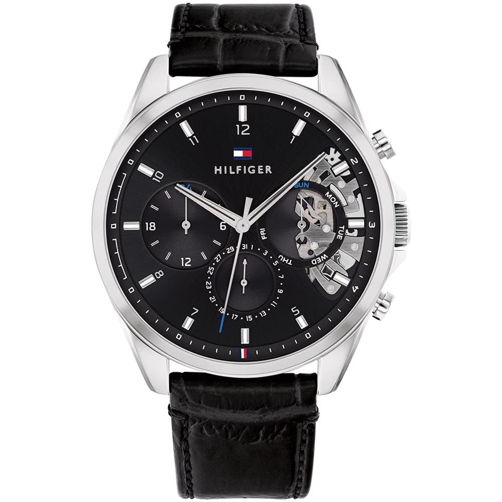 Orologio Analogico Multifunzione Al Quarzo Da Uomo Con Cinturino In Pelle Nero - 1710449 - Foto 1