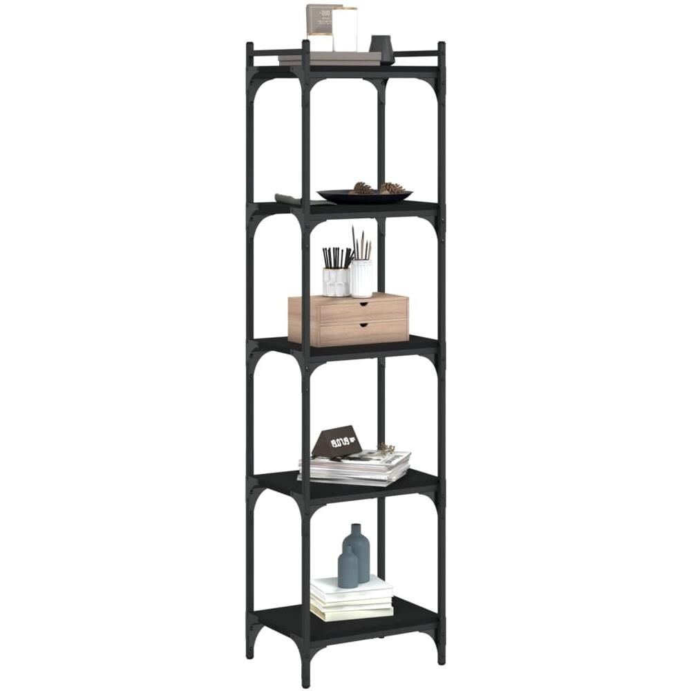 Libreria A 5 Ripiani Nera 40x30x154 Cm In Legno Multistrato - Foto 3