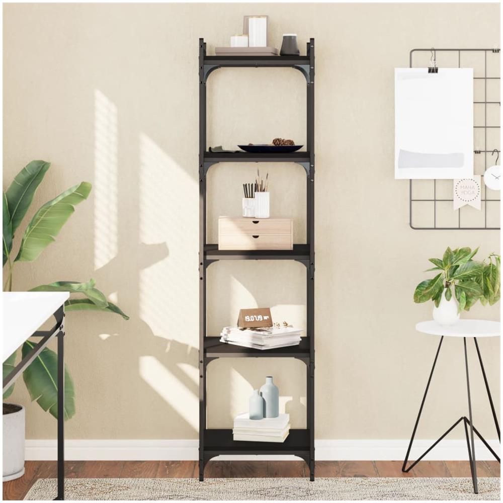 Libreria A 5 Ripiani Nera 40x30x154 Cm In Legno Multistrato - Foto 1