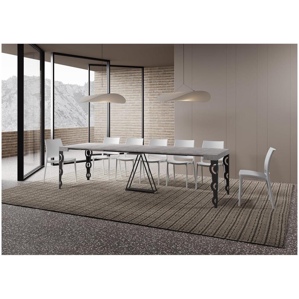 Consolle allungabile 90x40/300cm Aceres cemento telaio antracite - Foto 4