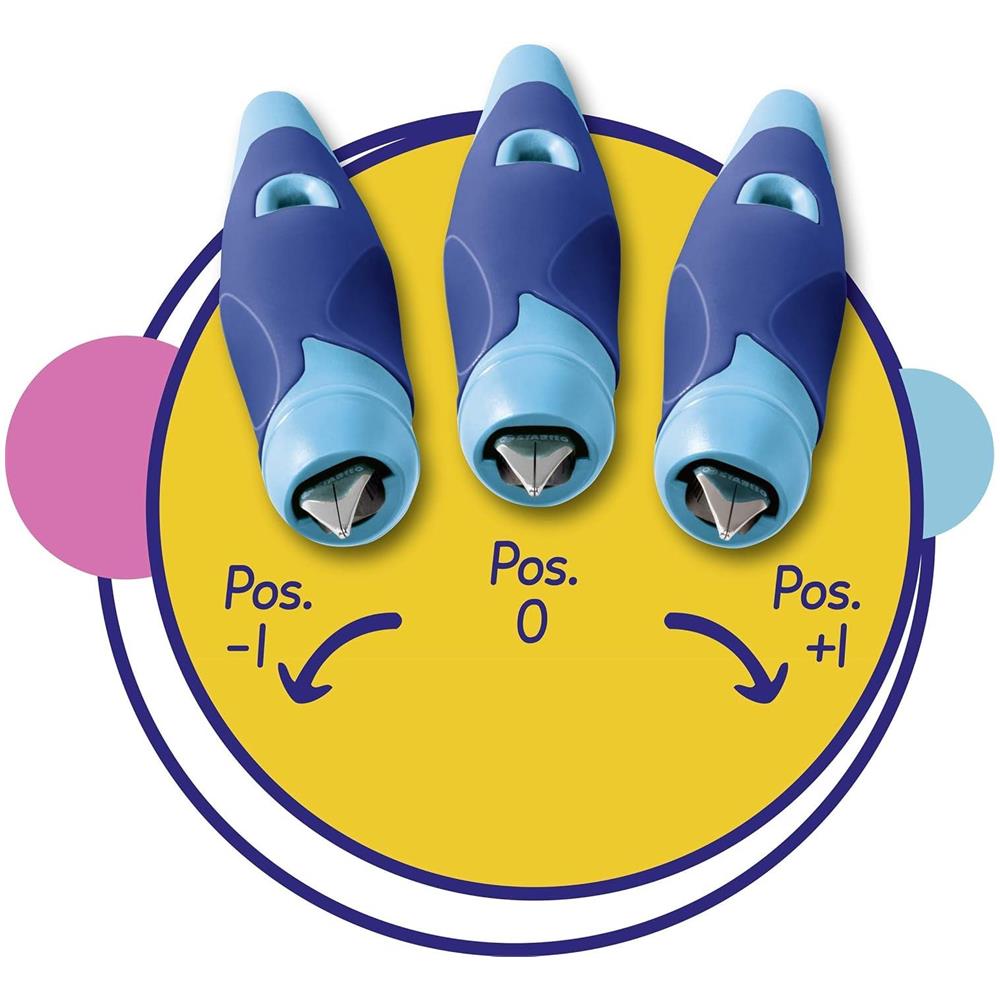 EASYbirdy - Penna Stilografica Ergonomica - 3D DreamWorld Edition - Blu - per Destrimani - Punta Principiante - Cartuccia Blu inclusa - Foto 9