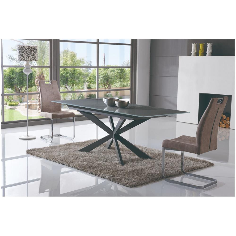 Itamoby Tavolo Acrux Allungabile Cm 160 Itamoby Base Metallo Grigio Piano In Vetro Grigio