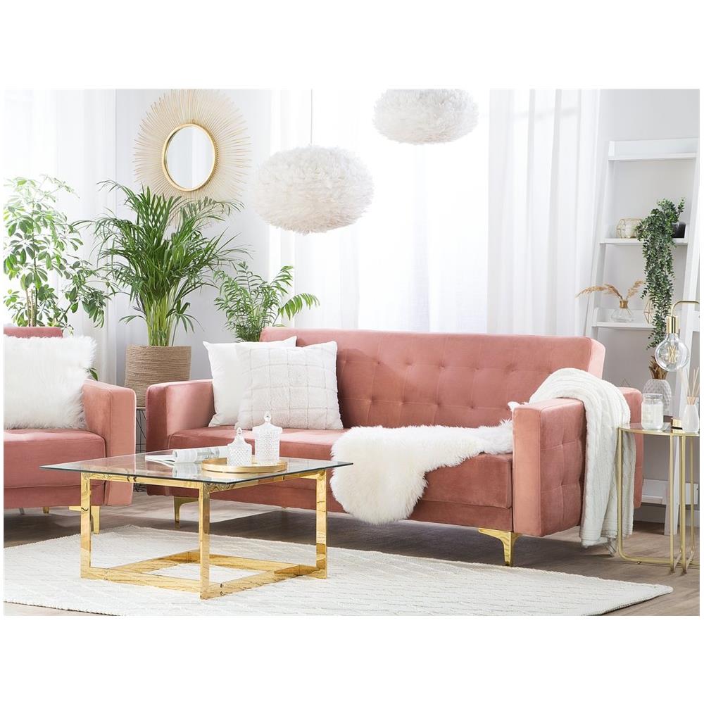 Divano Reclinabile A 3 Posti In Velluto Rosa Aberdeen - Foto 2