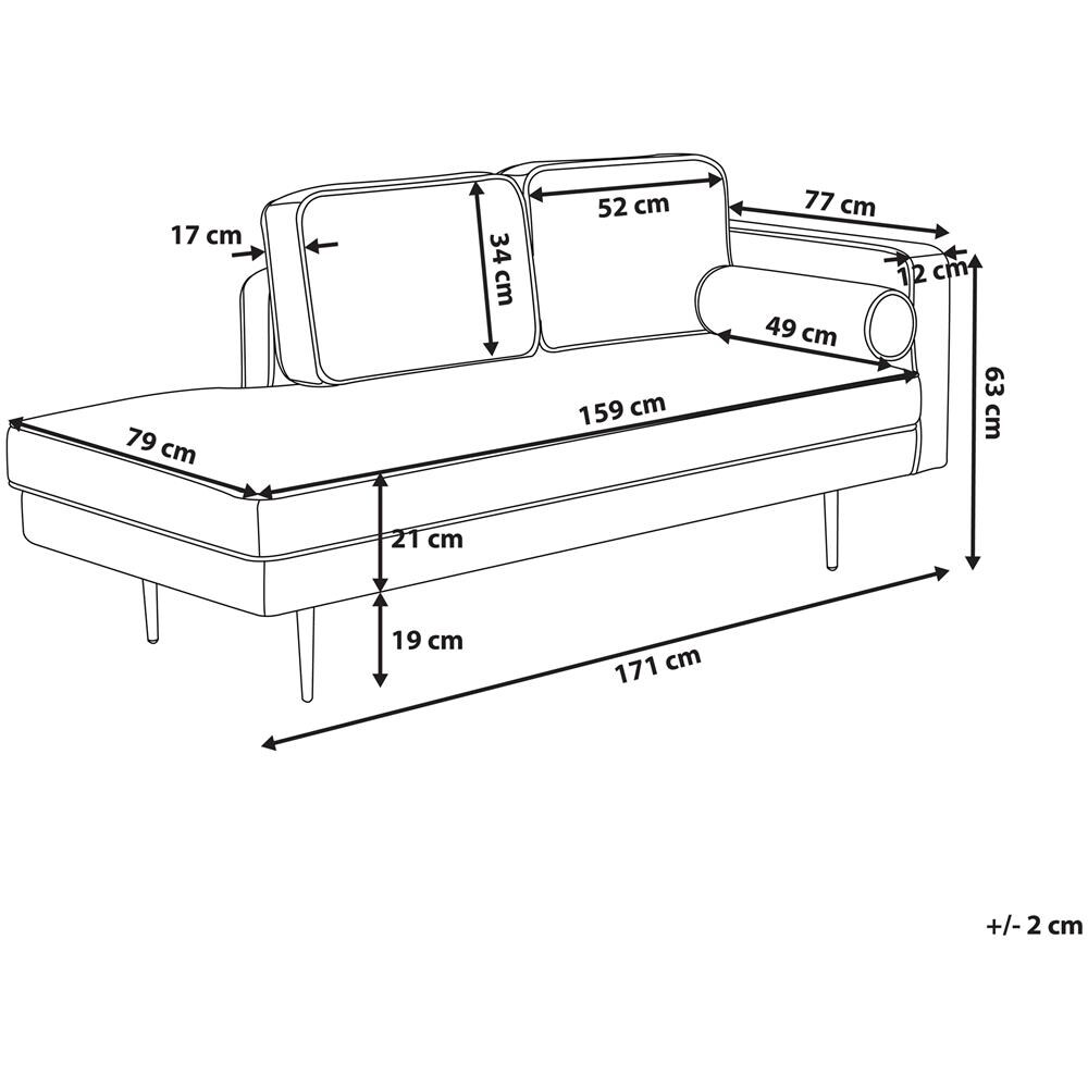 Chaise Longue In Velluto Verde Menta Destra Miramas - Foto 2
