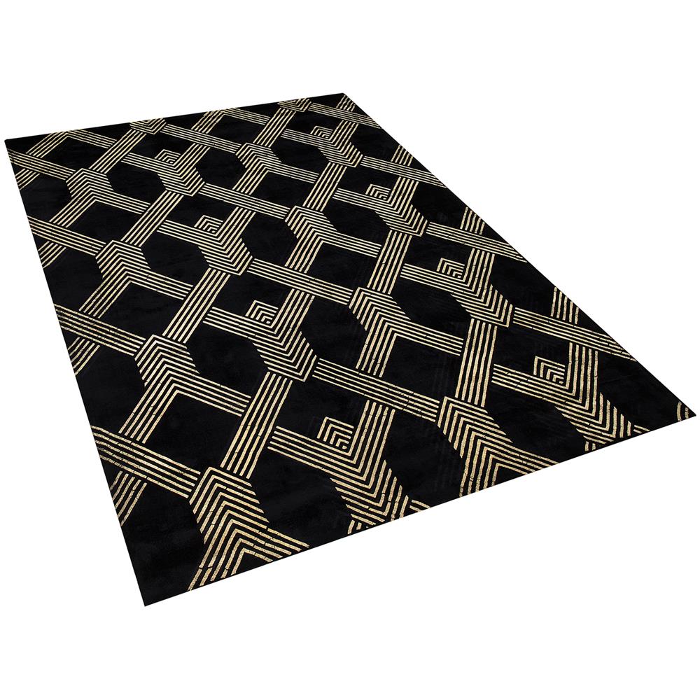 Tappeto A Pelo Corto Nero / oro 160 X 230 Cm Vekse - Foto 1