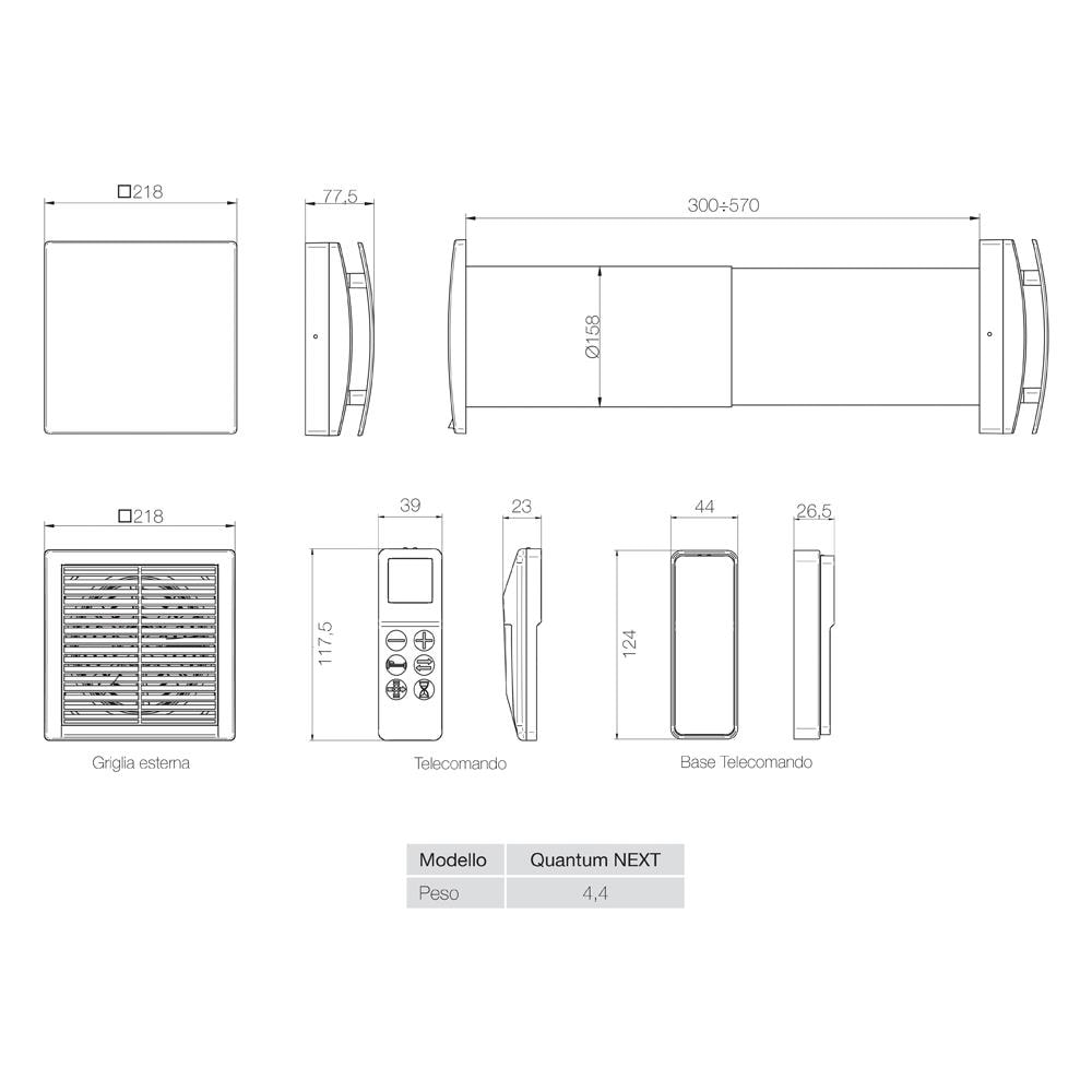 Quantum Next 100 - Unità Di Vmc Decentralizzata A Flusso Alternato, Con Recupero Di Calore, Super Silenziosa, Con Telecomando Multifunzione, Diam. 108 - Cod. 004388 - Foto 2