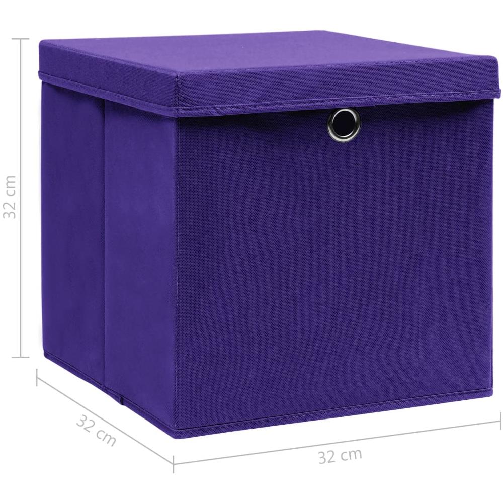 Scatole Portaoggetti con Coperchi 4pz Viola 32x32x32cm Tessuto - Foto 9