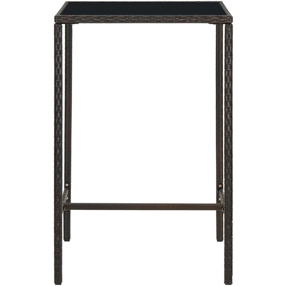 Tavolo Da Bar Da Giardino Marrone 70x70x110 Cm Polyrattan Vetro - Foto 2