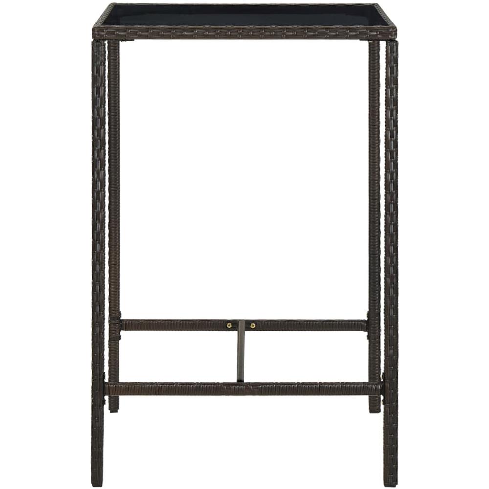 Tavolo Da Bar Da Giardino Marrone 70x70x110 Cm Polyrattan Vetro - Foto 3