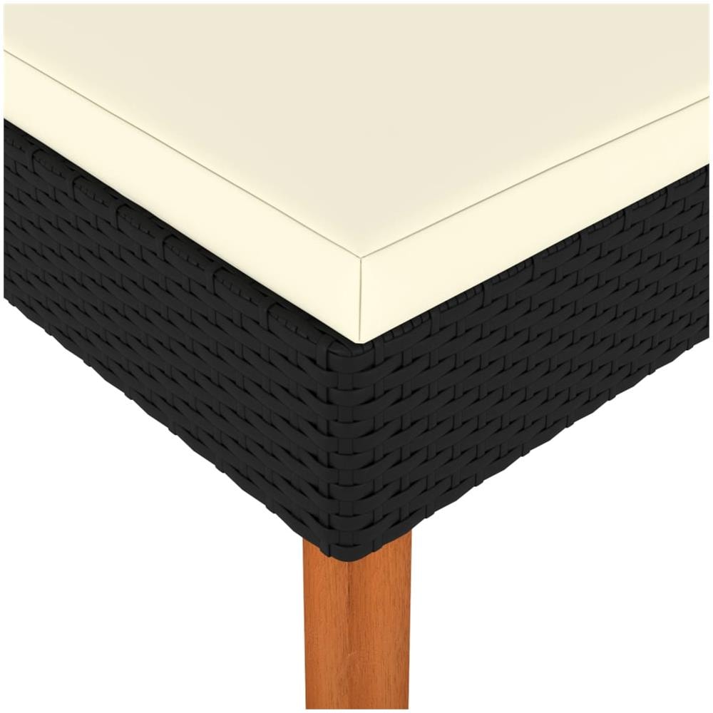 Poggiapiedi In Polyrattan E Legno Massello Di Eucalipto - Foto 2