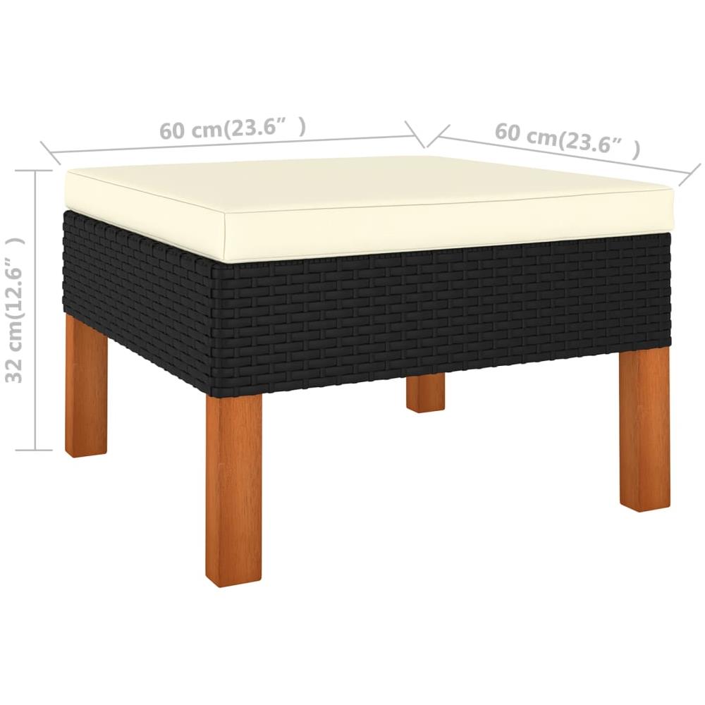 Poggiapiedi In Polyrattan E Legno Massello Di Eucalipto - Foto 6