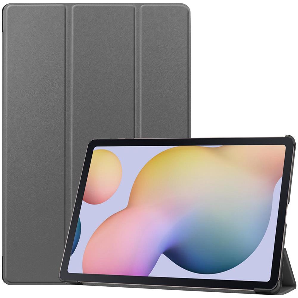 Custodia A Tre Ante Per Samsung Galaxy Tab S7 Plus / Fe / Lite Pelle Pu / Pc Grigio - Foto 2