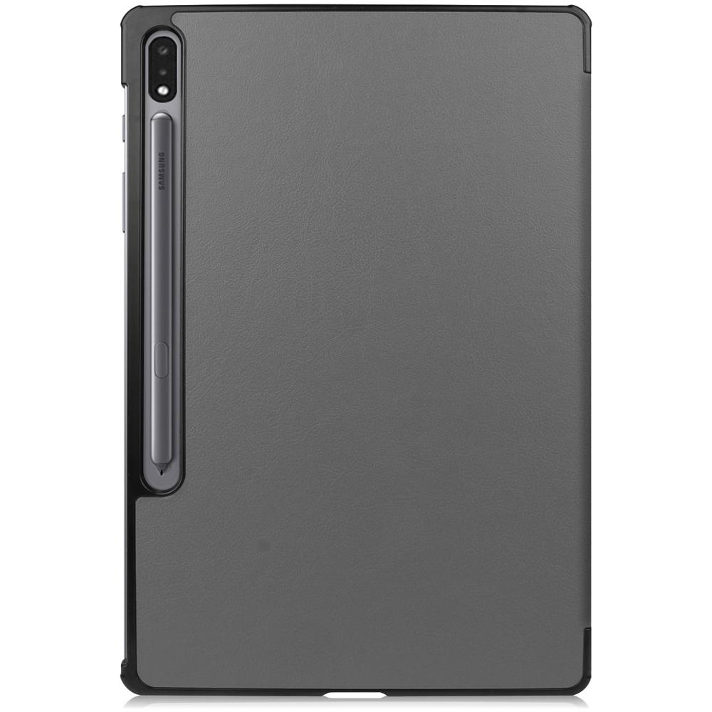 Custodia A Tre Ante Per Samsung Galaxy Tab S7 Plus / Fe / Lite Pelle Pu / Pc Grigio - Foto 1