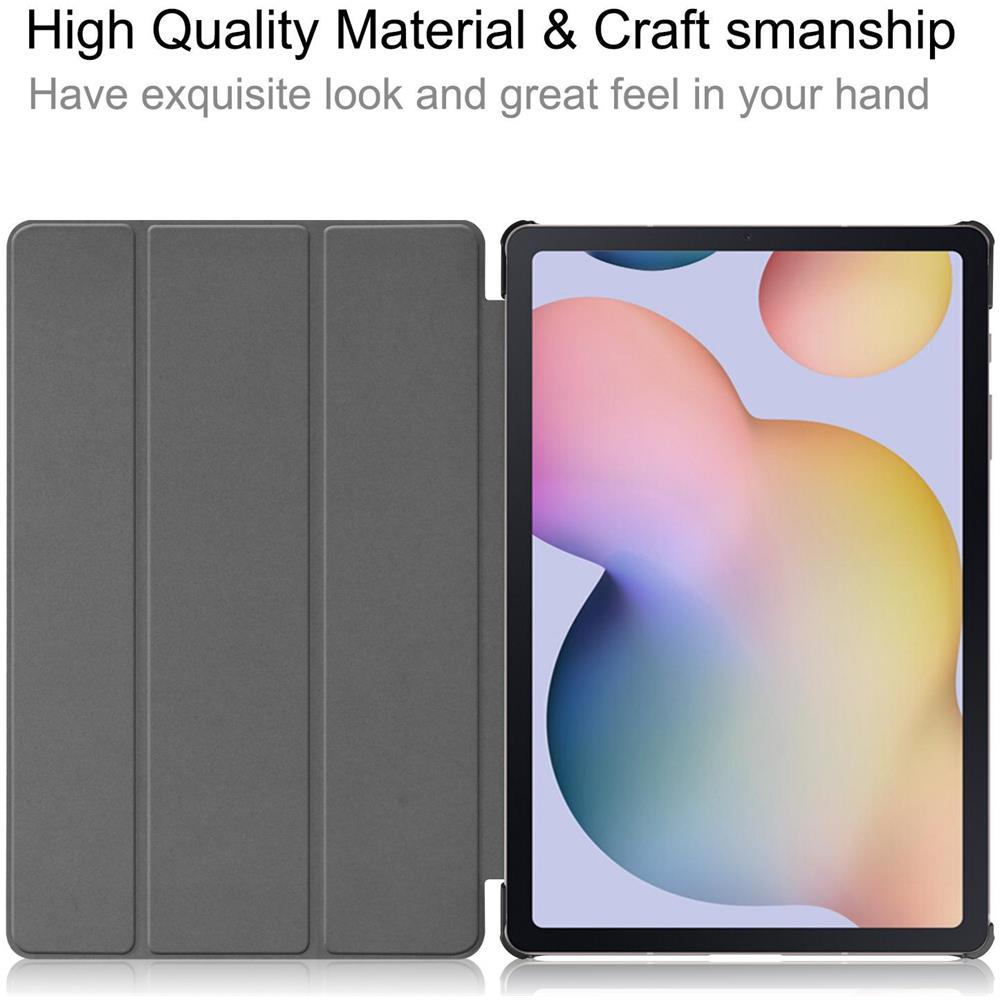 Custodia A Tre Ante Per Samsung Galaxy Tab S7 Plus / Fe / Lite Pelle Pu / Pc Grigio - Foto 8