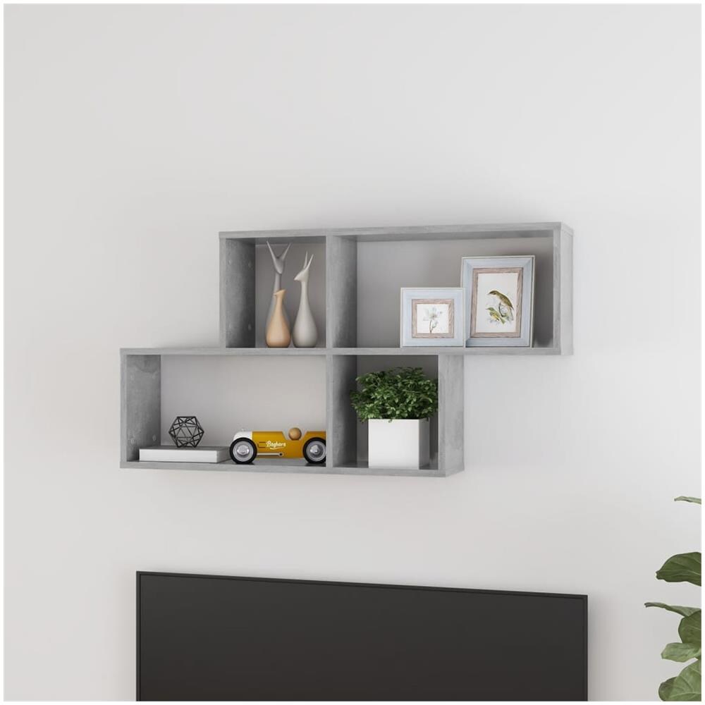 Scaffale a Parete Grigio Cemento 100x18x53 cm Legno Multistrato - Foto 1