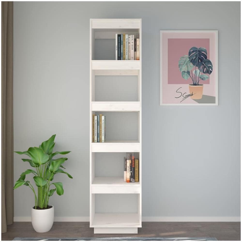Libreria / divisorio Bianco 40x35x167cm In Legno Massello Di Pino - Foto 3