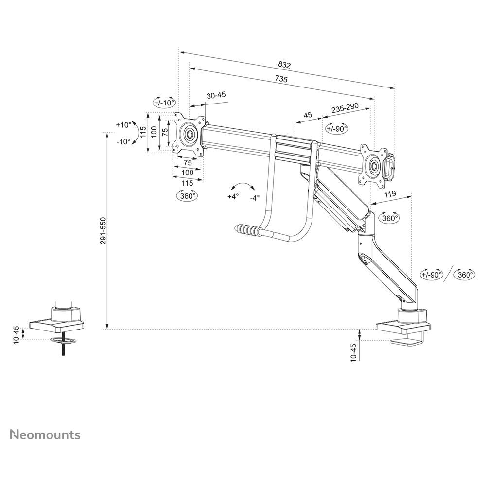 Supporto da tavolo DS75-450WH2 full motion per monitor 17-32" Colore Bianco - Foto 20