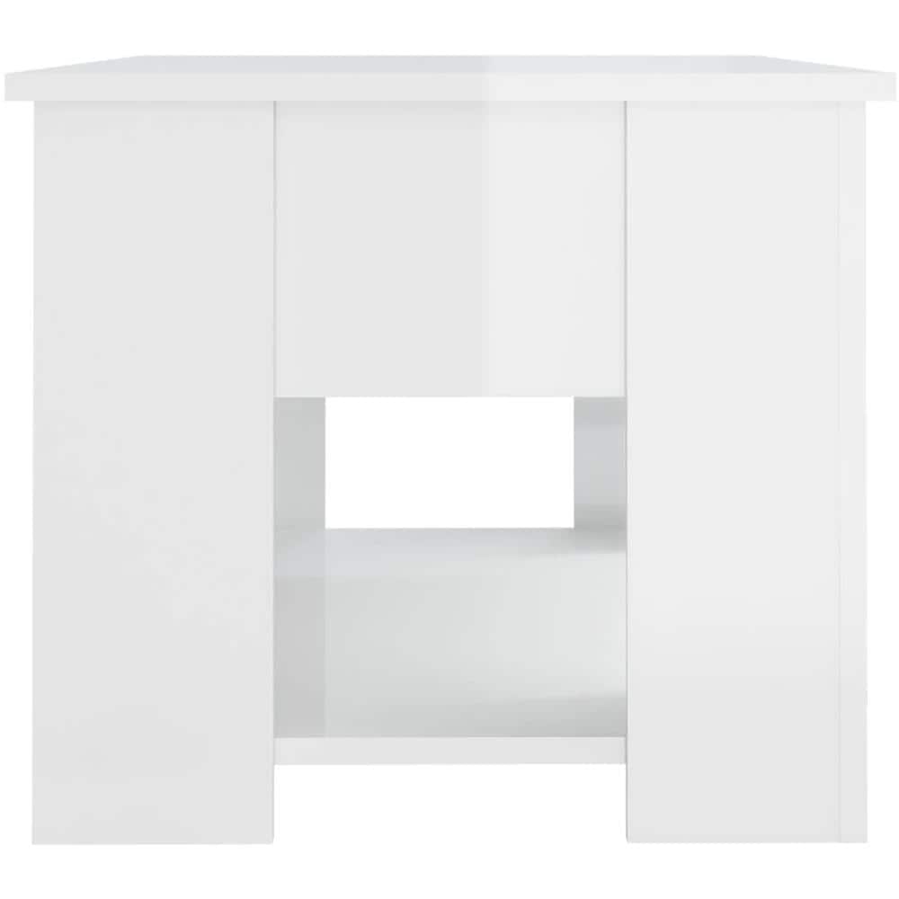 Tavolino Da Salotto Bianco Lucido 79x49x41 Cm Legno Multistrato - Foto 2