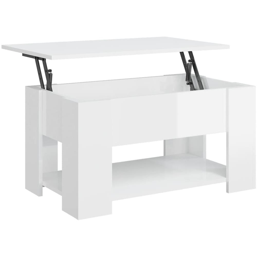 Tavolino Da Salotto Bianco Lucido 79x49x41 Cm Legno Multistrato - Foto 1