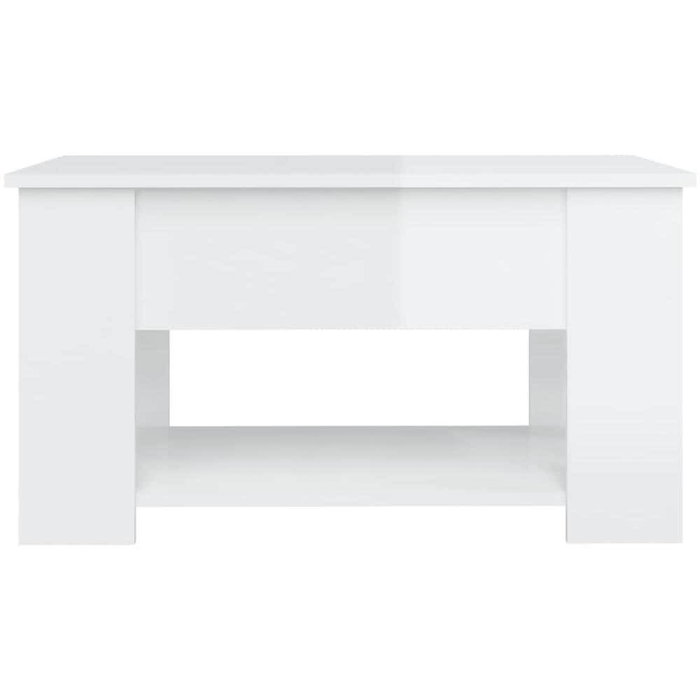 Tavolino Da Salotto Bianco Lucido 79x49x41 Cm Legno Multistrato - Foto 7