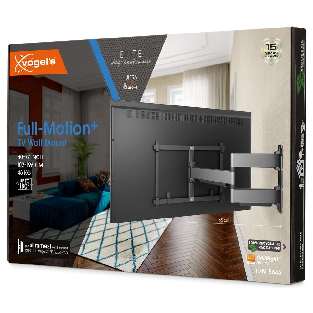 TVM 5645 Elite Full Motion+ Supporto a Parete Ultrasottile e Completamente Girevole per TV da 40" a 77" Colore Nero - Foto 11