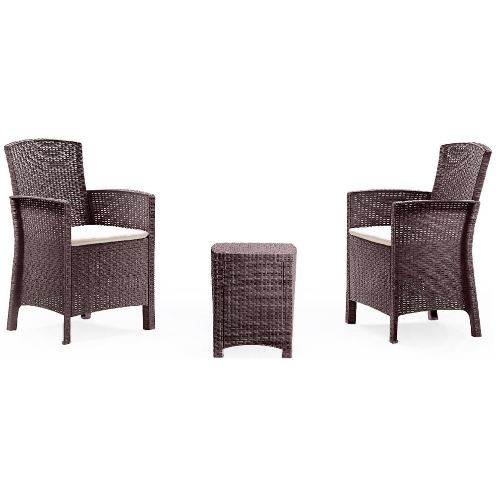 Set Salotto Da Esterno Jupiter, Set Da Giardino Con Cuscini, Salottino Indoor E Outdoor Effetto Rattan, 100% Made In Italy, Marrone - Foto 2