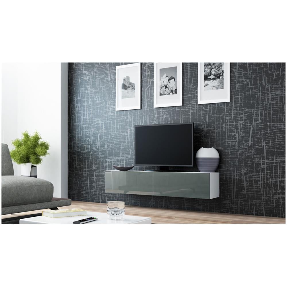 Tavolo Per Televisione Rtv Vigo140 B /s Bianco Grigio 140 X 30 X 40 Cm - Foto 1