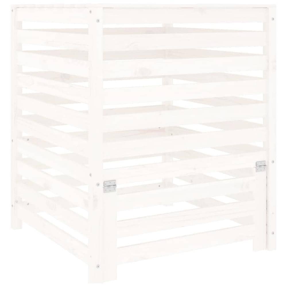 Compostiera Bianca 82,5x82,5x99,5 Cm In Legno Massello Di Pino - Foto 2