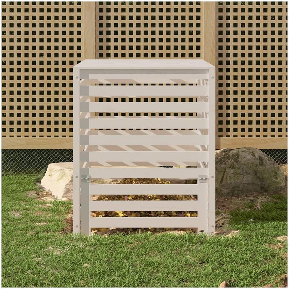 Compostiera Bianca 82,5x82,5x99,5 Cm In Legno Massello Di Pino - Foto 1
