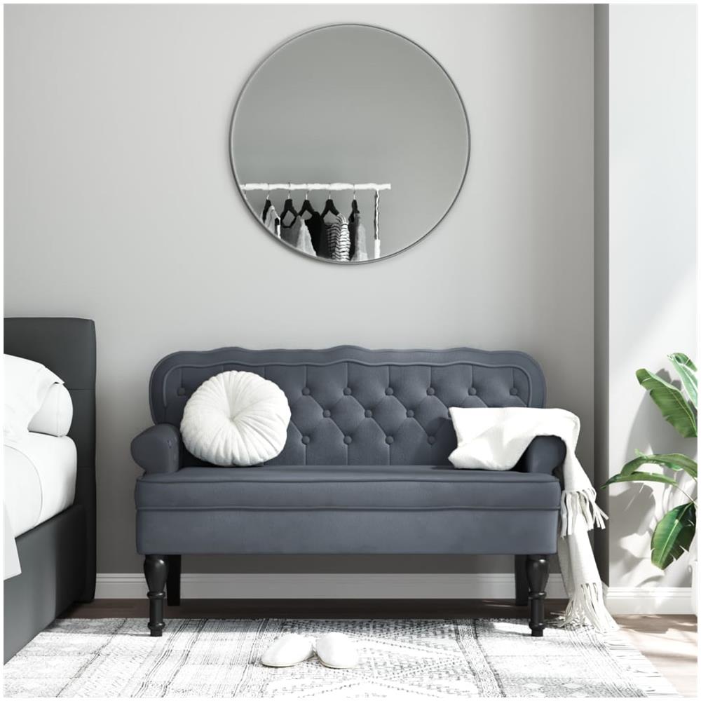 Panca Con Schienale Grigio Scuro 119,5x64,5x75 Cm In Velluto - Foto 1