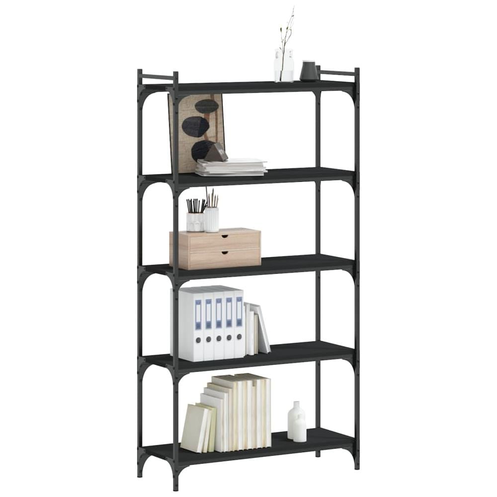 Libreria A 5 Ripiani Nera 80x30x154 Cm In Legno Multistrato - Foto 3
