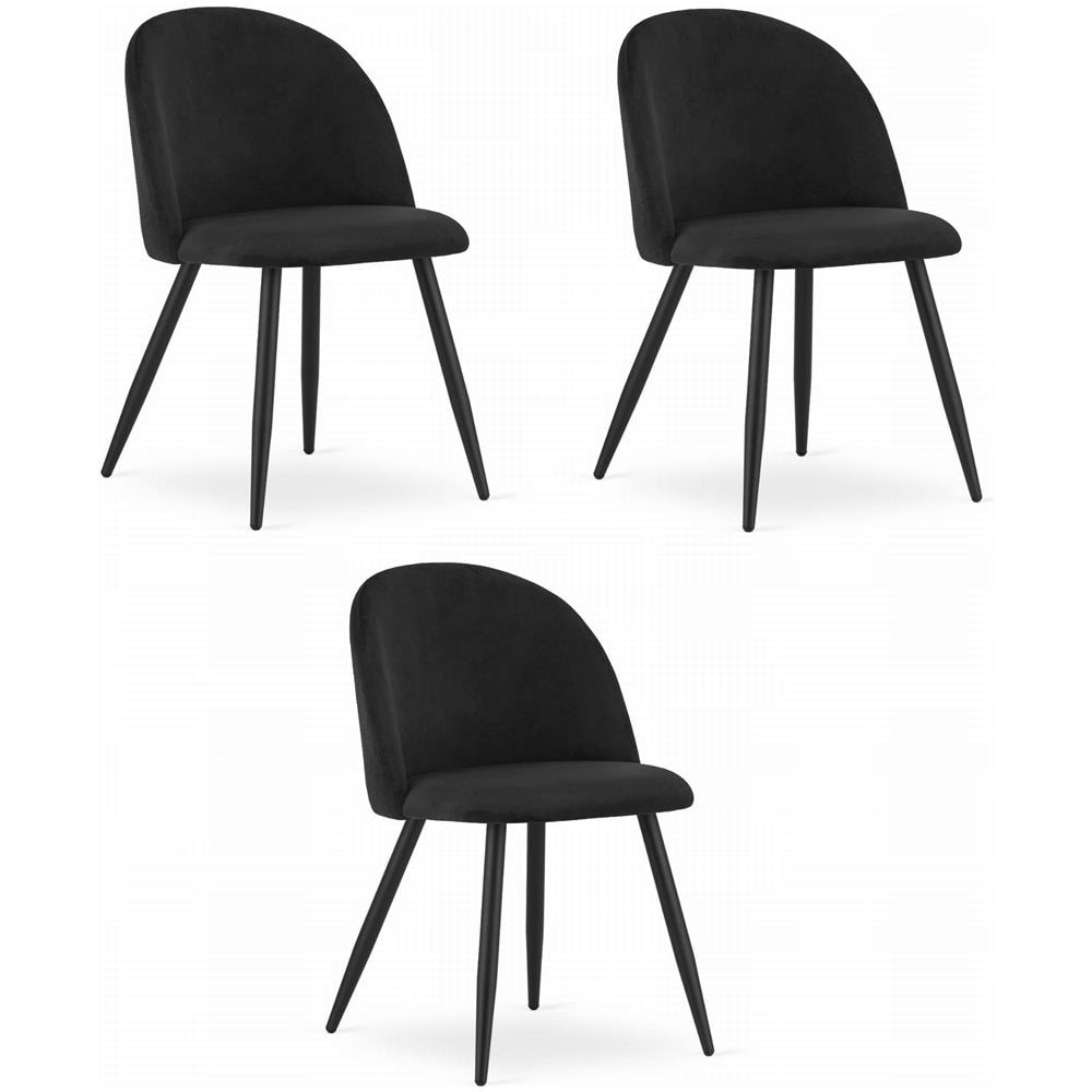 BELLO Chair Black Velvet Metal Legs Set di 3 - Foto 1