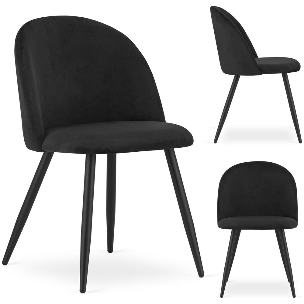 BELLO Chair Black Velvet Metal Legs Set di 3 - Foto 7