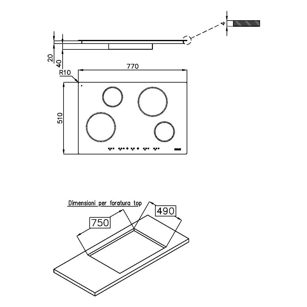 Piano Cottura 7371 300 a Induzione 4 Zone Colore Nero - Foto 3