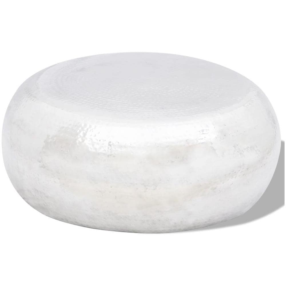 Tavolino Per Caffè Tavolino Laterale In Alluminio Battuto Argento - Foto 1