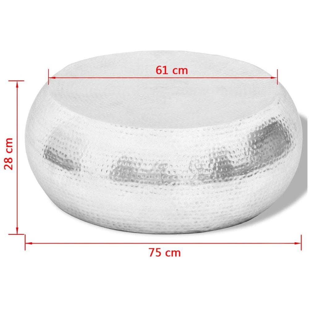 Tavolino Per Caffè Tavolino Laterale In Alluminio Battuto Argento - Foto 8