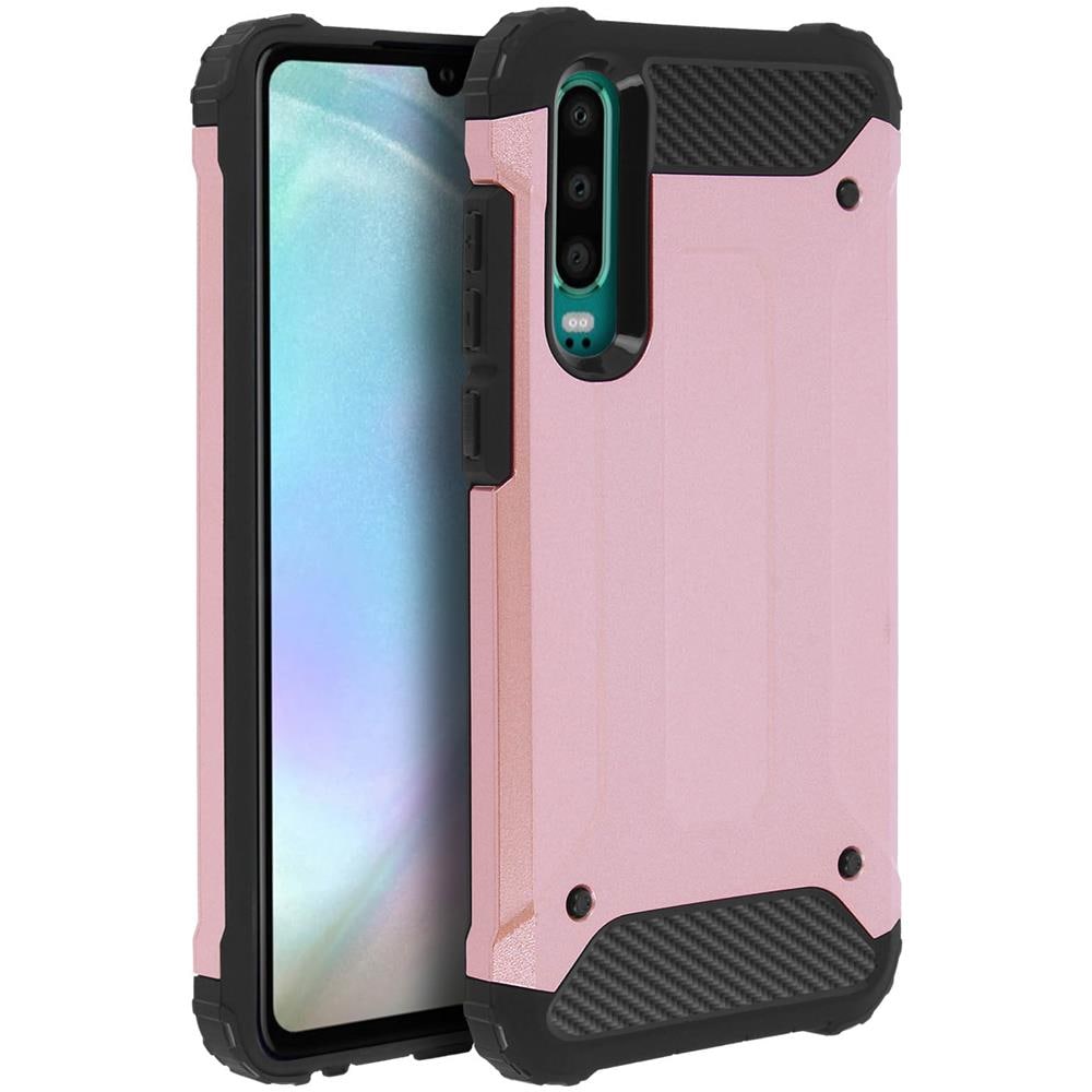Cover Huawei P30 Protezione Bi-materia Anti-caduta Rosa Gold - Foto 2