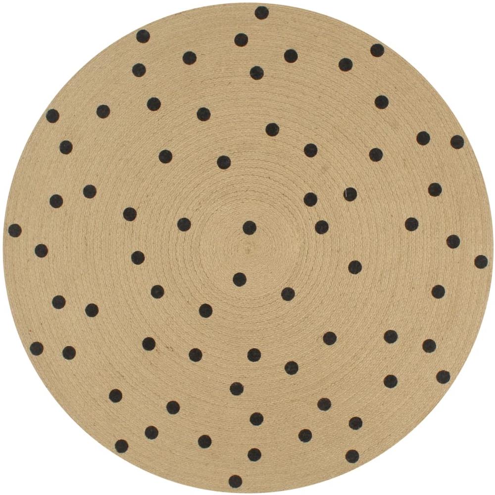 Tappeto Lavorato A Mano In Juta Con Stampa A Pois 120 Cm - Foto 1