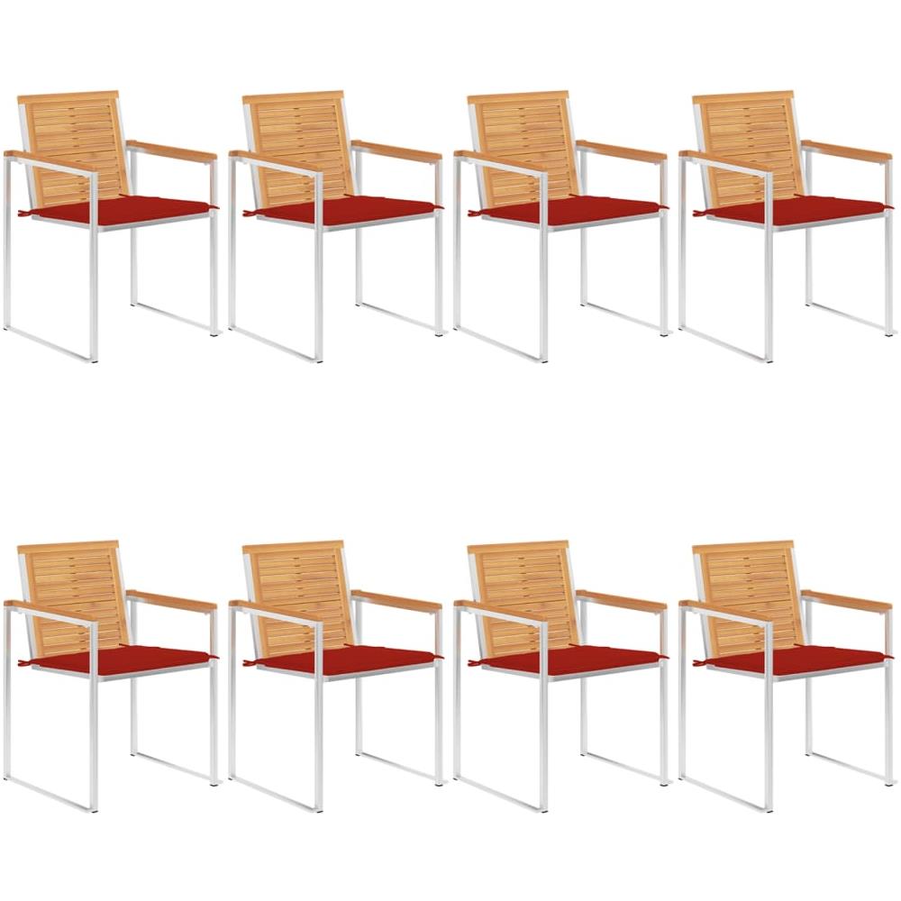 Sedie Da Giardino Con Cuscini 8 Pz In Legno Massello Di Teak - Foto 1