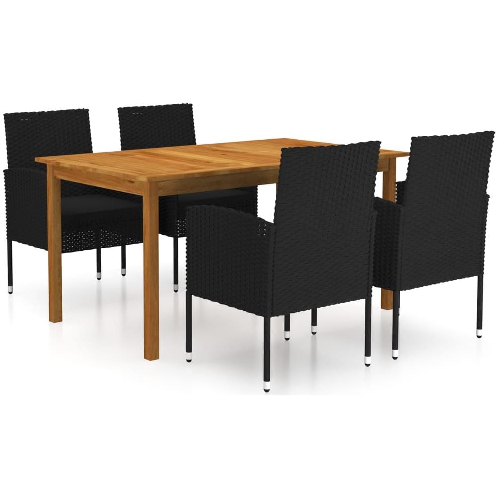 Set Mobili Da Pranzo Per Giardino 5 Pz Nero - Foto 1