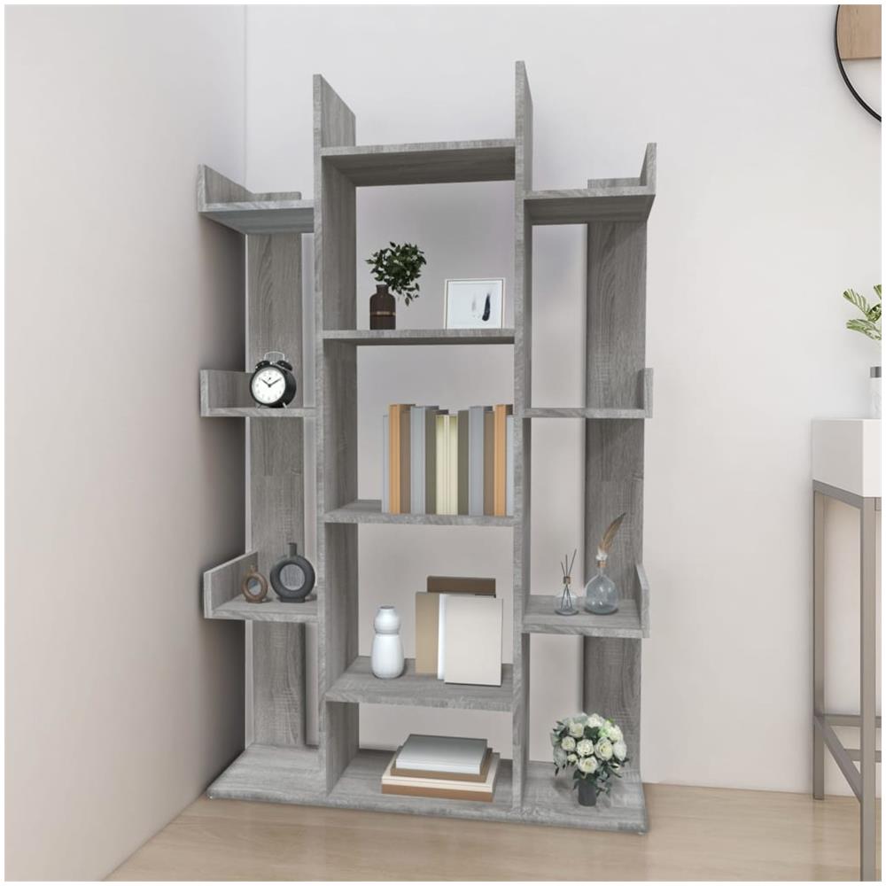 Libreria Grigio Sonoma 86x25,5x140 Cm In Legno Multistrato - Foto 3