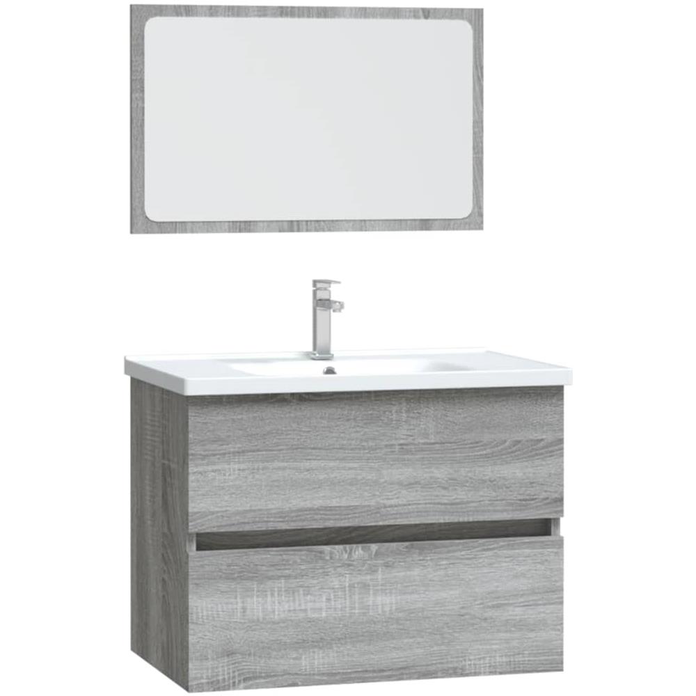 Set Mobili Da Bagno 2 Pz Grigio Sonoma In Legno Multistrato - Foto 2